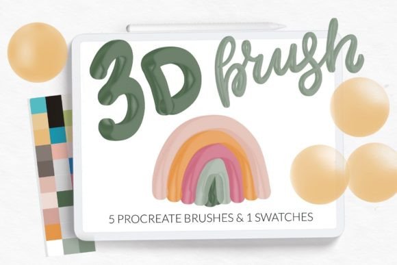 3D Brushes for Procreate. Retro Color