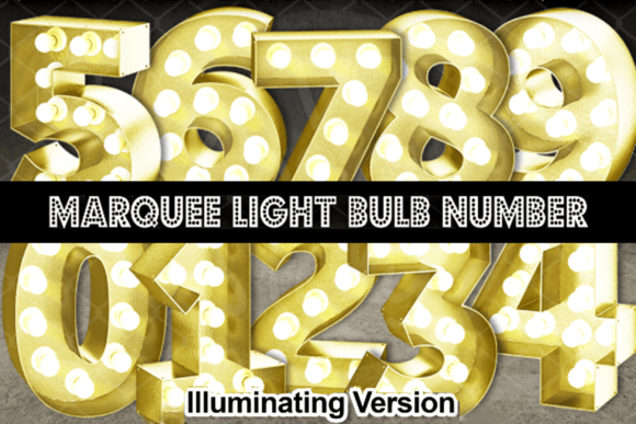 3D Gold Marquee Light Bulb Number 0-9 and Elegant 3D Marquee Light Bulb Alphabet: A Creative DIY Artwork Essential