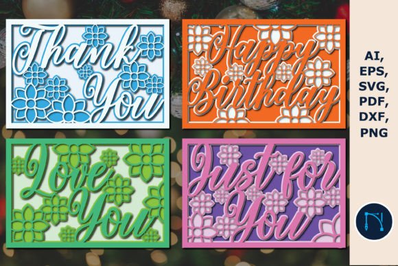 3D Layered Greetings Cards SVG Bundle