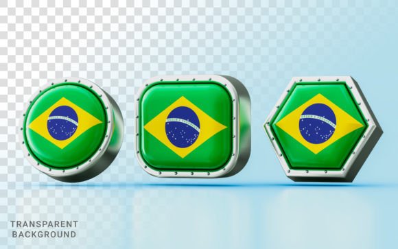 3D Render Flag Signs of Brazil in Three: A Minimalist Approach to Visual Identity