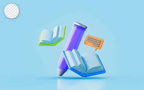 Enhance Your Digital Presence with Pen Book Message Chat Sign 3D Render