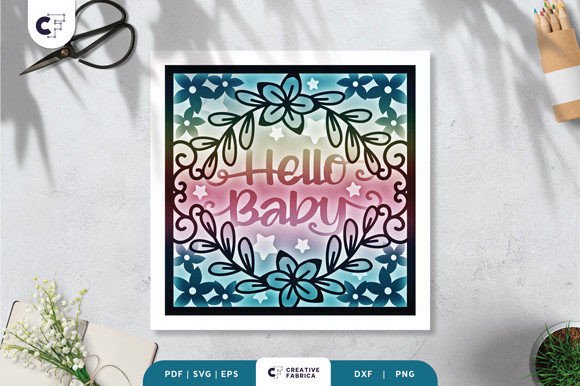 Hello Baby 3D Shadow Box SVG