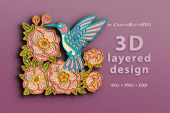 Hummingbird 3D Layered SVG Cut File