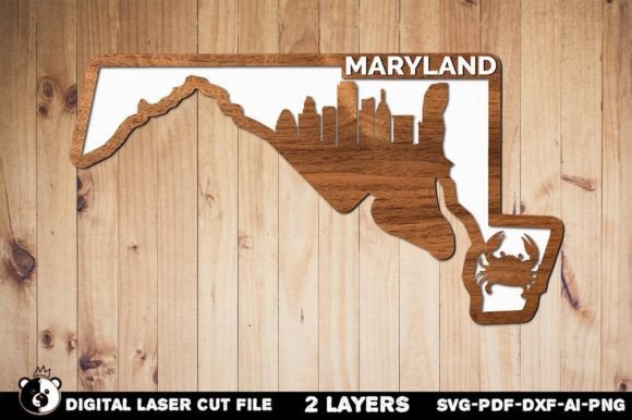 Maryland SVG, 3D Layered Laser Cut Files for a Plywood Project