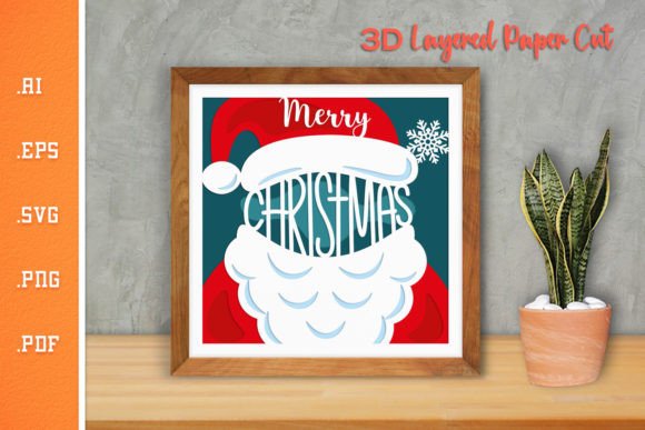 Merry Christmas Santa - 3D SVG Paper Cut: A Creative Holiday Design