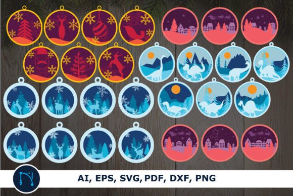 Multilayer Christmas Round 3d SVG File