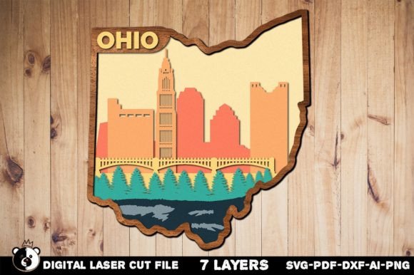 Ohio SVG, 3D Layered Laser Cut File: A Versatile Resource for CNC Projects