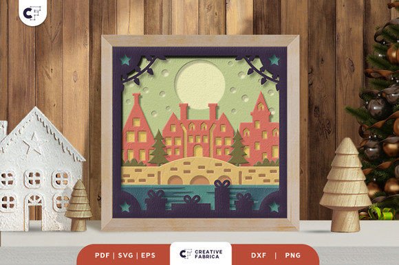 Retro Quaint Village 3D Layered Papercut