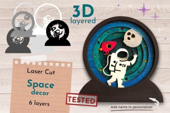 Space Snow Globe 3D and Astronaut Laser Cut: Crafting Unique Decor with Precision