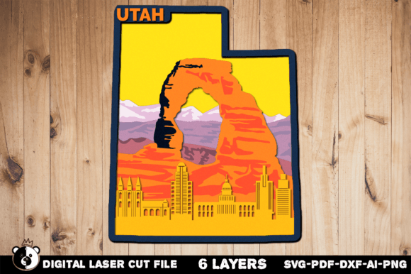 Utah SVG, 3D Layered Laser Cut File for CNC Projects